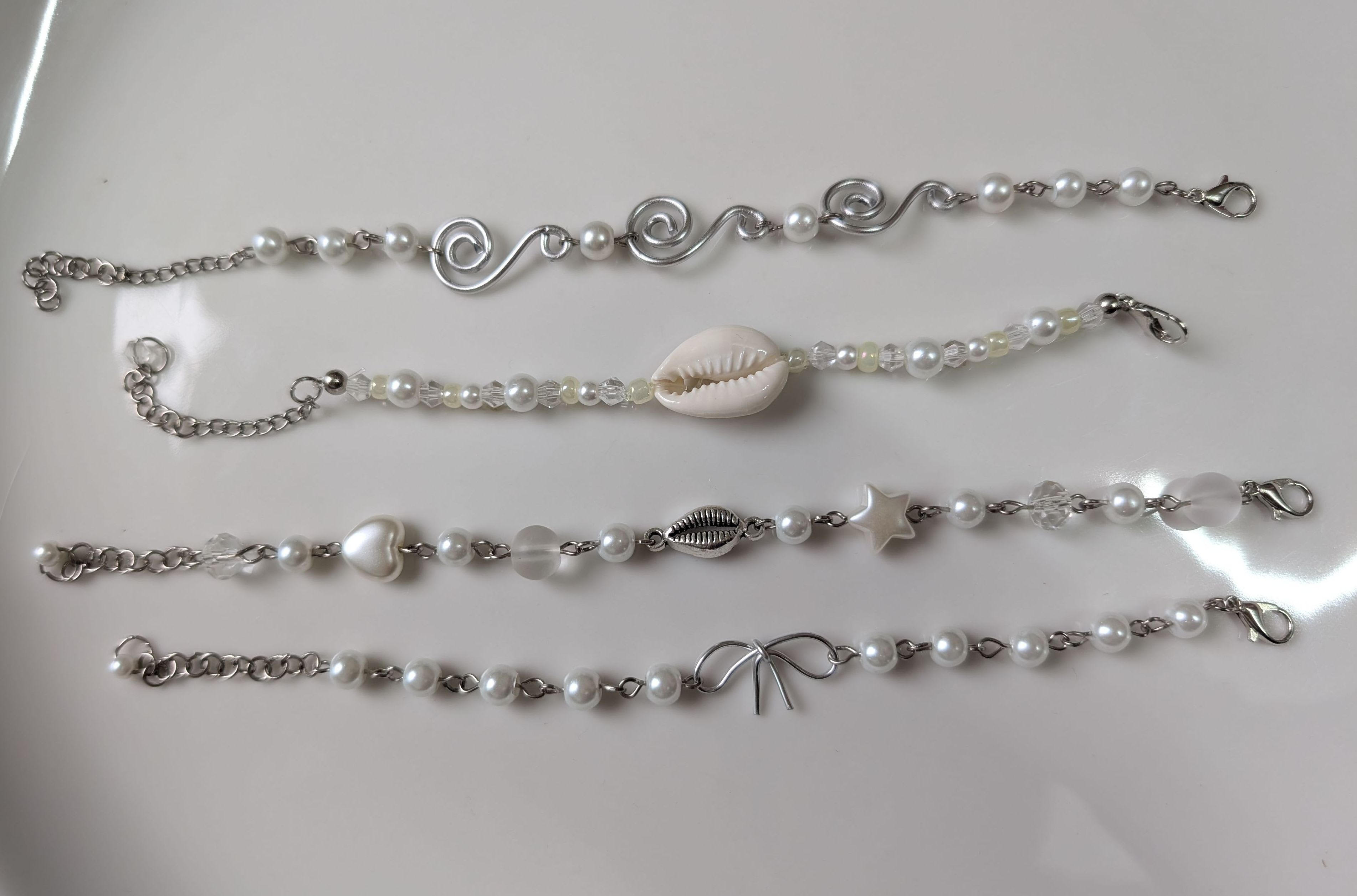 Pearl and wirework bracelets
